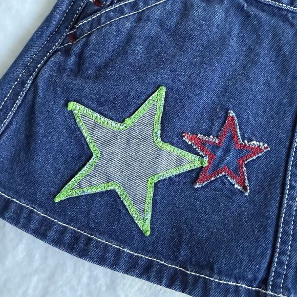 Baby Tommy Hilfiger Bib Dress Demin Jean Stars Pockets Snaps Adjustable Sz 3-6 - Picture 6 of 8